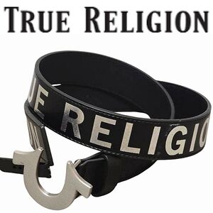 True Religion Holographic Sage Logo Horseshoe Buckle Belt